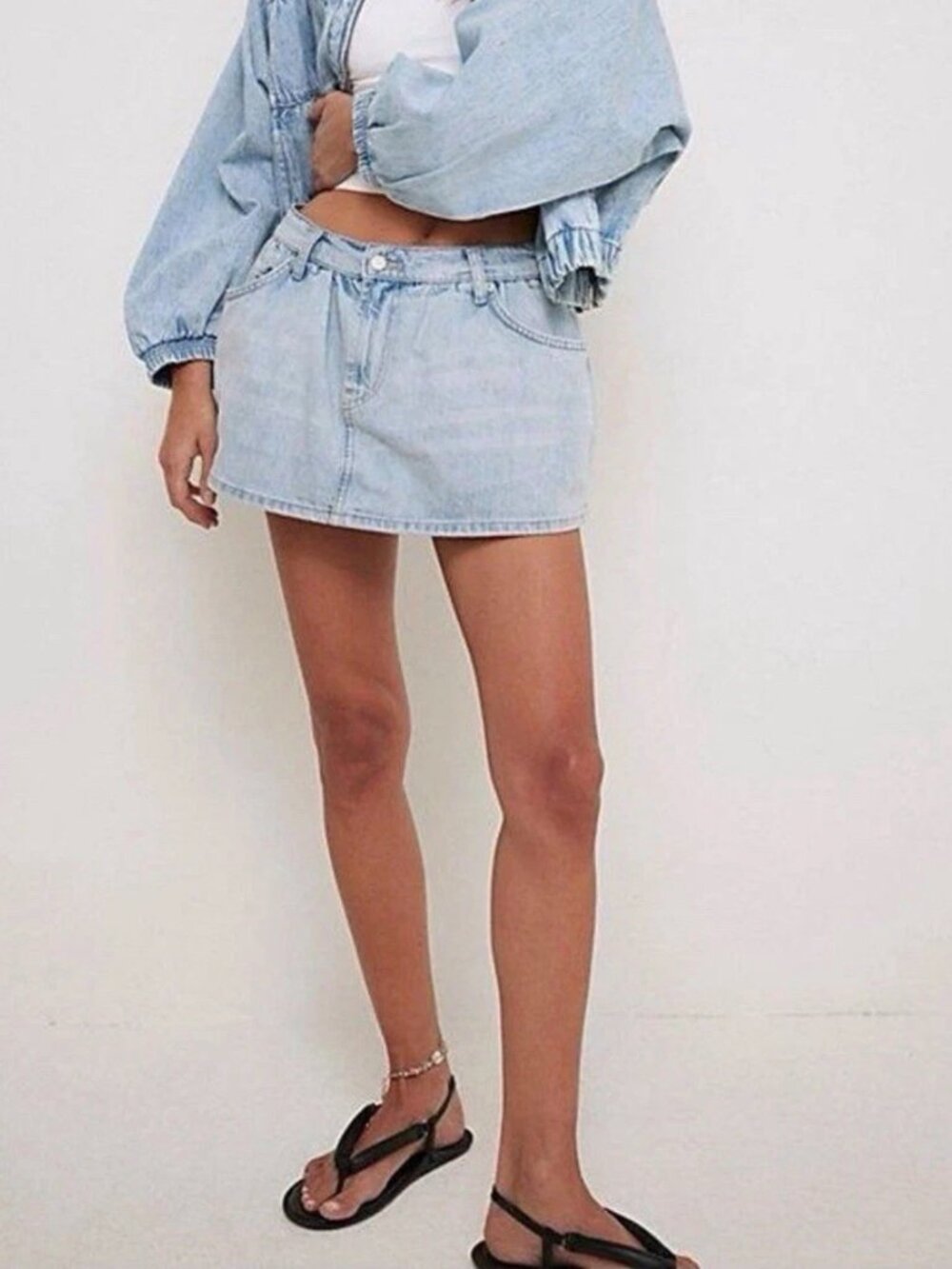 We The Free Light Wash Denim Skort